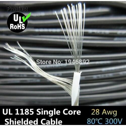 UL1185 28AWG Single Core Conductor Tinned copper Sprial Shielded audio cable Speaker Wire cable Signal Cable