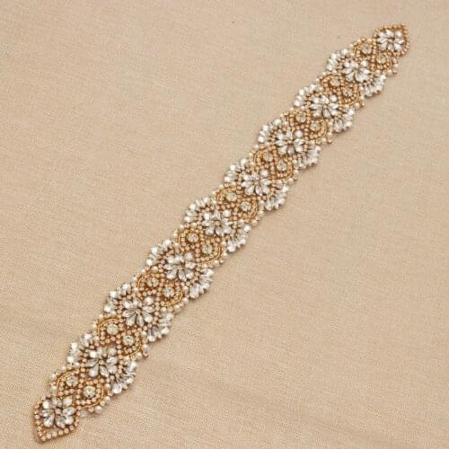 YANSTAR (30) pcs Wholesale Handmade Rose Gold Crystal Rhinestones Appliques Sewing On Bridal Wedding Dresses Belt YS872