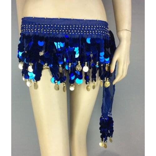 Free shipping large size belly dance hip scarf 88 coins 6 color in