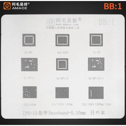 Amaoe Baseband IC Chip Tin Template For iPhone 6/6S/7/7P/8/X/XS MAX/11/12 Pro max Base Band Steel Mesh BGA Reballing Stencil