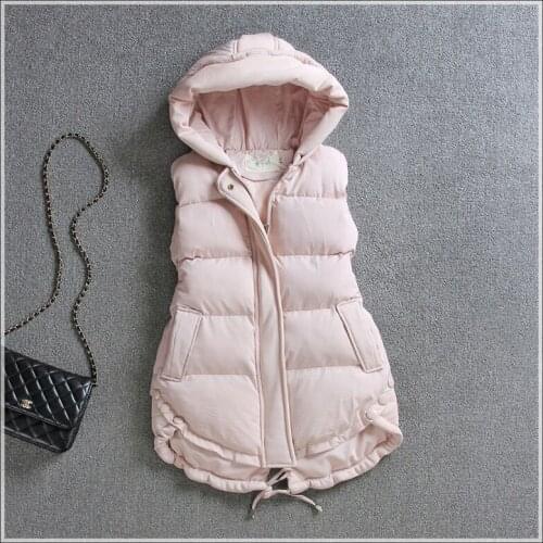 Winter Autumn Womens Vest Sleeveless Jacket Women Down Cotton Coat Hooded Korean Waistcoat Chalecos Para Mujer KJ4460