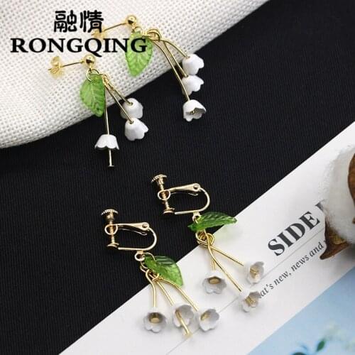 RONGQING 1pair Jewelry Fashion Orchid Long Earrings For Women Thailand Handmade Crafts Charm Flower Drop Earrings Wholesale