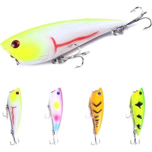 1pcs 7CM/7.7G 4 color top water plastic Popper fishing hard bait lures Artificial fishing lures