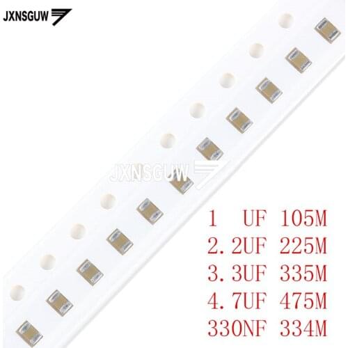100PCS Chip capacitors 0805 20% 16V 1UF 2.2UF 3.3UF 4.7UF 330NF 105M 225M 335M 475M 334M