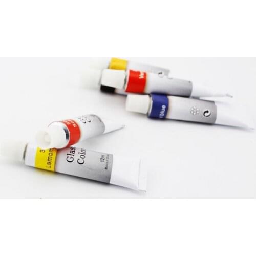 12ml 12 Color Glass Paint Acrylic Hand Painted Pigments Drawing Tubes Art Supply R9UA