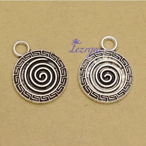 15pcs/lot--24x19mm, Round Tag chams, Antique silver plated Circular Vortex Carved charms,DIY supplies, Jewelry accessories