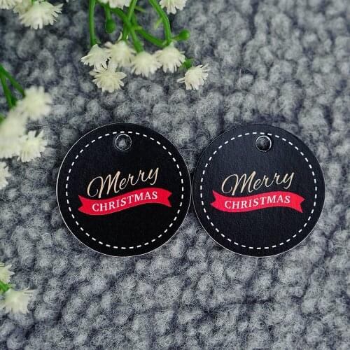 200 Pcs 3.5cm Round Kraft/White Paper Label Merry Christmas Holiday Label Gift Tags Clothing Label Product Tags