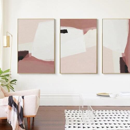 Abstract Pink White Poster Watercolor Canvas Painting Wall Art Decoration Print Picture Modern Nordic Style for Living Room