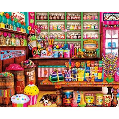 JMINE Div 5D Sweet Candy Shop Full Diamond Painting cross stitch kits art High Quality food 3D paint by diamonds