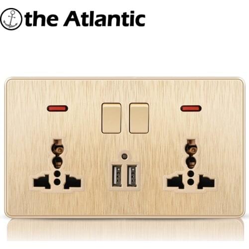 Atlectric Universal International Standard Socket 3 Hole 5 Hole Dual USB Mobile Charging Port Double Wall Power Outlet