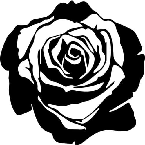 Car Stickers Rose Flower Fashion Creative PVC Car Decoration Accessories Decals Waterproof Sunscreen Black/white,17cm*17cm