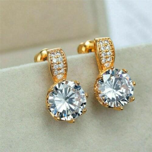 CAOSHI Stylish Stud Earrings Women Trendy Engagement Accessories with Dazzling Zirconia Gold Color Exquisite Design Ear Jewelry