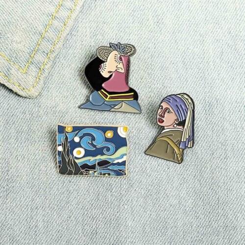 Van Gogh Enamel Pin The Starry Night Oil Painting Brooches Art Jewelry Artist Badge Pins for Backpacks Gift Women Men Wholesale