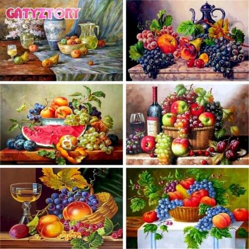 GATYZTORY Full Square Diamond Painting Fruit 5D DIY Diamond Embroidery Mosaic Landscape Art Kits Home Decoration