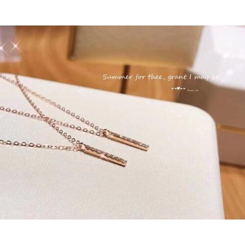 Exquisite In-line Diamond Pendant Rose Gold Clavicle Chain Light Luxury Simple Zircon Pendant Silver Necklaces 925 for Women
