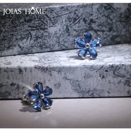 JoiasHome Simple Classical Womens Earrings Silver 925 Jewelry 7 Colors Flowers Ear Studs Sweet Girl Dating Gift Anniversary