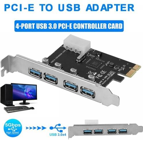 PCI-E To 4 Ports 5Gbps USB 3.0 Controller Expansion Adapter Card For PC Desktop Expansion Card Built In Connectors