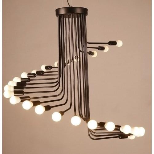 Creative Art Loft Retro Spiral Stairs Chandelier Living Room Bar Study Room Office Pendant Lamp