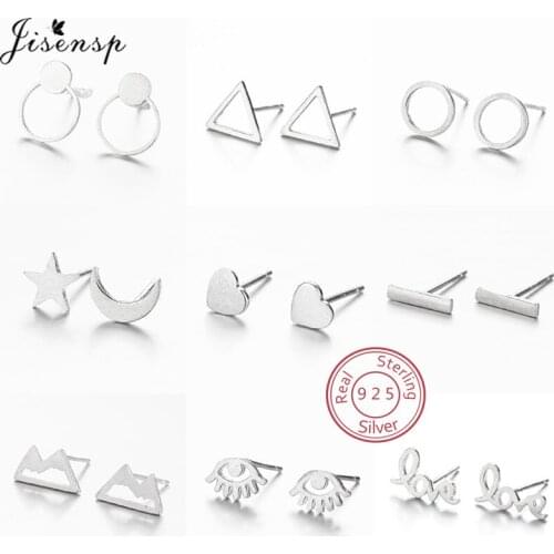Tiny 100% 925 Sterling Silver Stud Earrings for Women Kids Cute Circle Love Eyes Earings Fashion Jewelry Geometric Accessories
