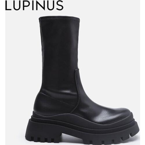 LUPINUS Luxury Brand 2021 New Fashion Woman Boots British Style Black Cool Short Boots Chunky Heel Ankle Boots Women For Shoes