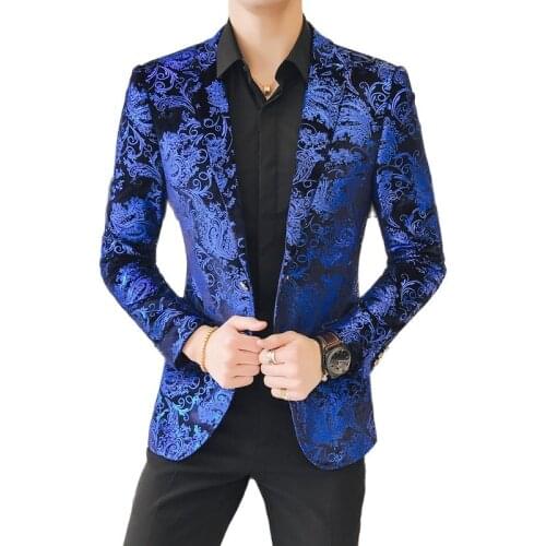 Boutique Personality Gold Blazers, Trend 2021 New Mens Slim Suit Jacket, Plus Size Nightclub Hosted Party Dress Men S-5XL