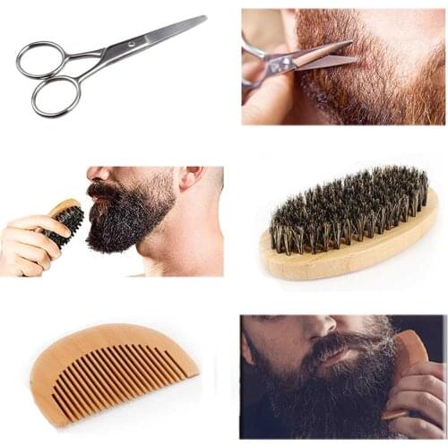 Beard Styling Kit For Mens Grooming And Shaving With Beard Apron Bandana Brush Comb Scissors Shaping Tool
