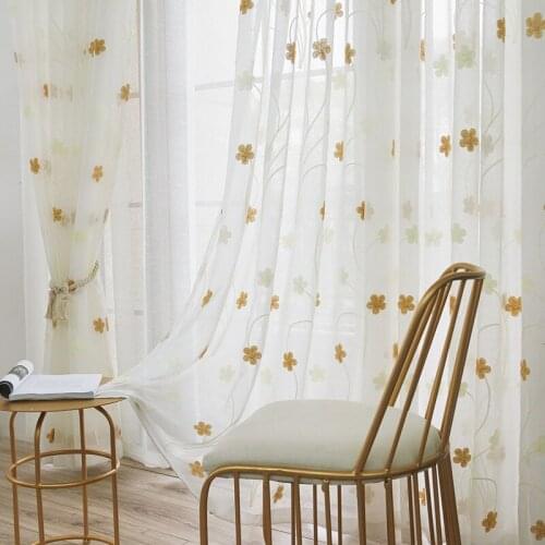 2021 New Simple and Versatile Embroidered Window Curtain Fabric Bedroom and Living Room Small Fresh Cotton Window Curtains