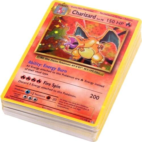 60PCS NEW 1996 Years DIY Pokemon Flash Cards Charizard Ninetales Mewtwo Zapdos Game Collection Cards