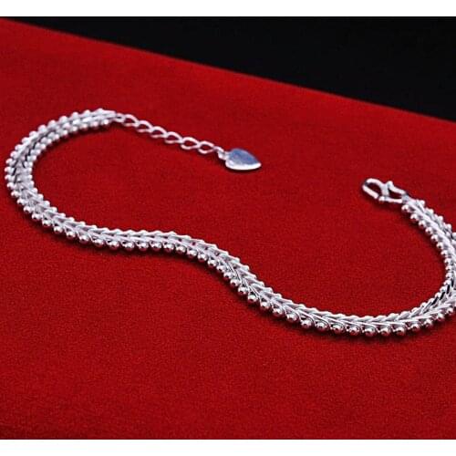 The new 990 Silver double hollow bead bracelet flat jadoku Korean fashion lovers Bracelet