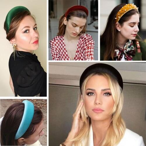 New Fashion Western Style Solid Colors Thicken Padded Headband Bezel Turban Women Hairbands Girls Accessories Headwear