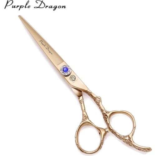 Hairdressing Cutting Scissors Purple Dragon 6" JP 440C Gold Thinning Scissors Professional Barber Scissors 9002# Plum Sculpture