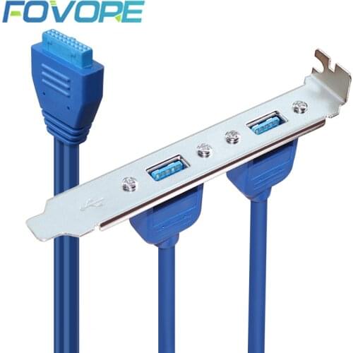 50cm PC Mainboard 20 pin to Dual USB 3.0 Ports Express Cable Motherboard 2 USB3.0 Panel Bracket Extension cable