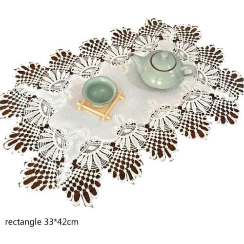 HOT Satin lace table place mat pad Cloth embroidery placemat cup mug glass Christmas tea coffee coaster dining doily kitchen