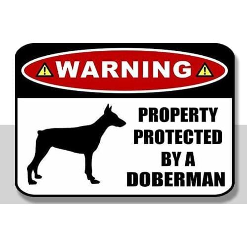 Warning Property Protected by a Doberman SILHOUETTE Laminated Dog Sign