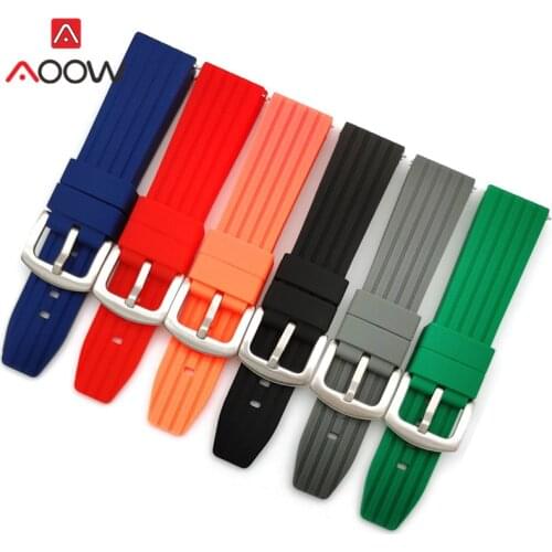 20mm 22mm 24mm Silicone Watchband for Samsung Galaxy Watch 42mm 46mm Men Waterproof Quick Release Bracelet Band Strap Black Blue