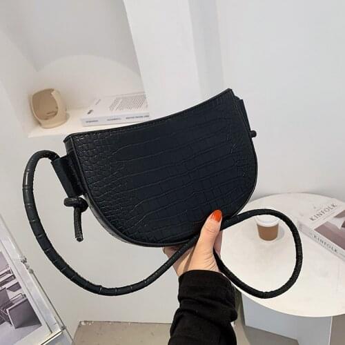 Luxury Fashion Women Crossbody Bag Crocodile Semicircle Saddle Bags Soft Leather Shoulder Bags For Ladies Handbags Designer