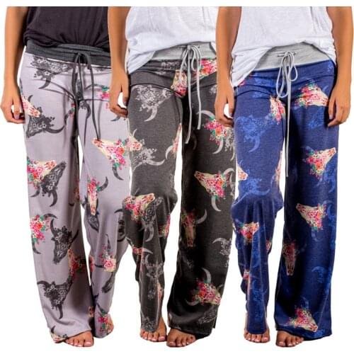 Sexy Flower Sleep Bottom Women otton Long Pant Home Pajamas Soft Slip Summer Pants Drawstring Big Size Casual Homewear