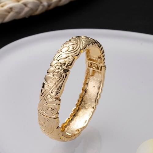 SophiaXuan Big Gold Bangles for Women Female Luxury Brand Statement Jewelry Bangle Bracelet Vintage Metal Wedding Party 2021 New