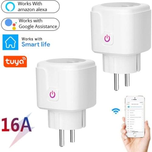 Smart WiFi Plug 16A EU Socket Voice Control Power Monitor Timing Tuya Smart Life APP Work with Alexa Google Home Assistant