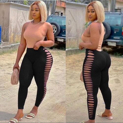 Spring Summer woman clothing Fashion casual pants Solid Hollow Skinny Bottoms Club Outfit Streetwear Y2k Clothes Wholesale Items