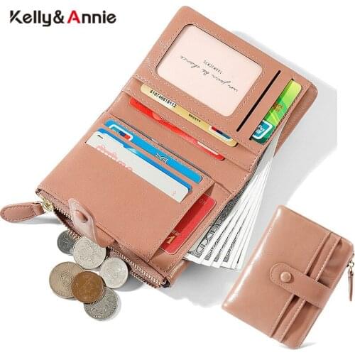 Large Capacity Oil Leather Small Wallets For Women Zipper Coin Pocket Card Holder Female Wallet Brand Designer Ladies Purse