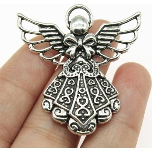 WYSIWYG 2pcs 42x39mm 3 Colors Antique Gold Antique Silver Color Antique Bronze Angel Pendant Angel Charm Pendants Angel Charms