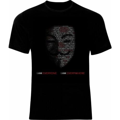 I Am Everyone. V for Vendetta. Anonymous Mask T-Shirt. Summer Cotton Short Sleeve O-Neck Mens T Shirt New Gift S-3XL