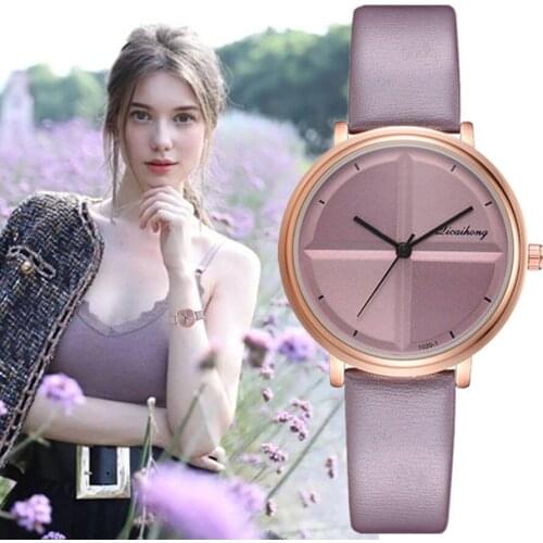Dress Watches Women 2019 New Stylish Ladies Creative cross stitch color Dial Leather Watch Seven-color strap Analog Quartz Clock