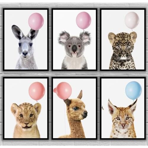 Bubble Gum Animal Series Childrens Room Kangaroo Koala Bear Leopard Lion Llama Posters Canvas Art Painting Wall Art