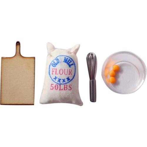 1/6 1/12 Dollhouse Mini Flour Salt Sack Mold Eggbeater Roller Model Toy Decor