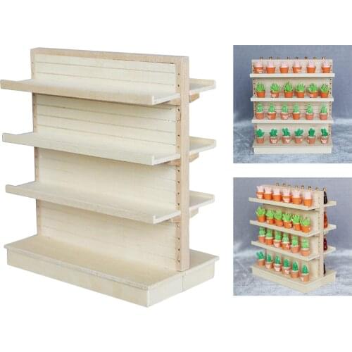 1Pc 1:12 Dollhouse Wood Shelf Supermarket Shelves Mini Doll House Furniture Model Simulation Furniture Accessories