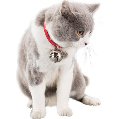 1Pcs Adjustable Leather Dog Collars Pet Cat Collars With Big Bell Charm Necklace Collar For Little Dogs Cat Collars Pet Supplies