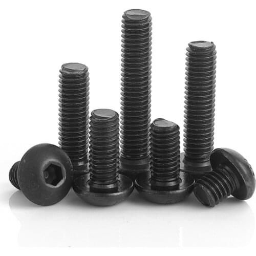 10-60pcs/lot ISO7380 Hex Screw M2 M2.5 M3 M4 M5 M6 M8 Black Button Head Hex Socket Cap Screw Hexagon Socket Round Head Screws