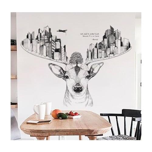 102*136CM Creative Modern City PVC Wall Sticker Living Room Bedroom Wall Decals Adhesive Poster Animal Wallpaper
